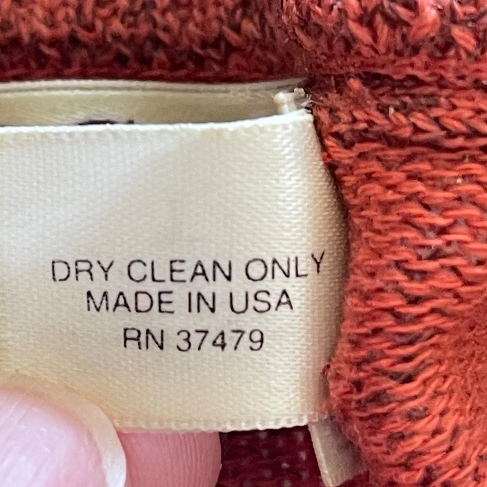 St Croix Quarter Zip Pullover Sweater Size L Wool Blend Orange Brown Elbow Patch